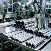 Integração de tubos de aço inoxidável em linhas automatizadas de produção de bebidas.