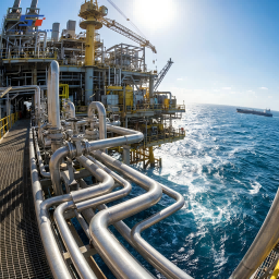 Modernização do sistema de tubulação em aço inoxidável para uma plataforma de processamento de petróleo e gás offshore.