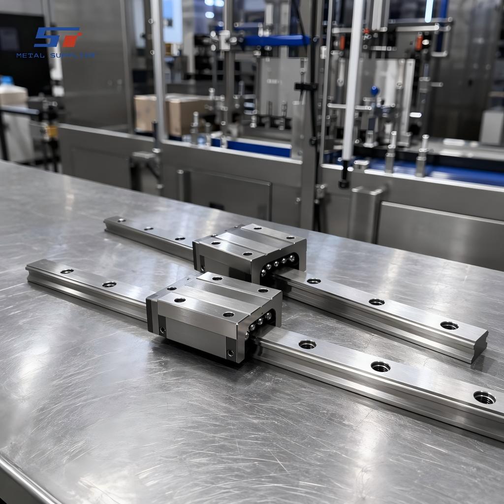 Fabricação personalizada de trilhos-guia de aço inoxidável para transportadores em equipamentos de embalagem inteligentes.